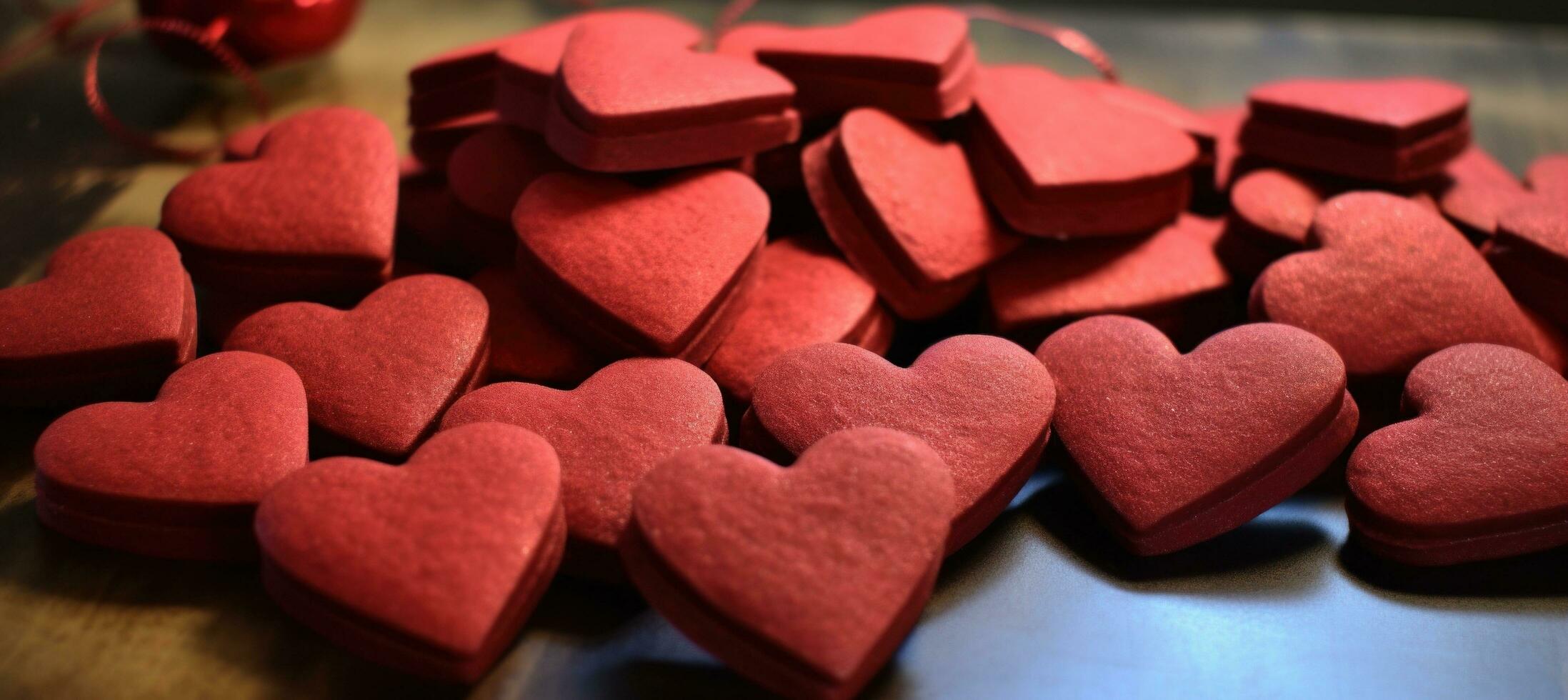 AI generated red heart cookies make the best gift for valentine's day photo