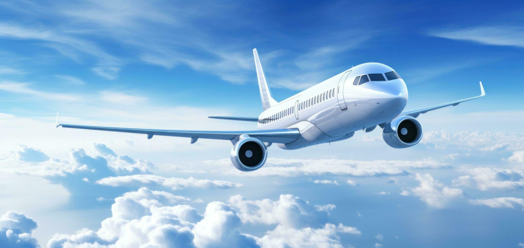 ai generado un moderno avión se sienta alto encima el cielo foto