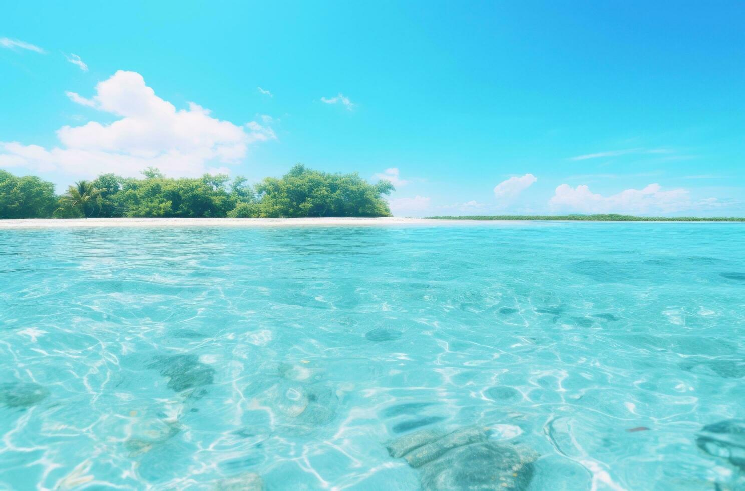 AI generated a beautiful picture of the ocean shore and the lagoon photo