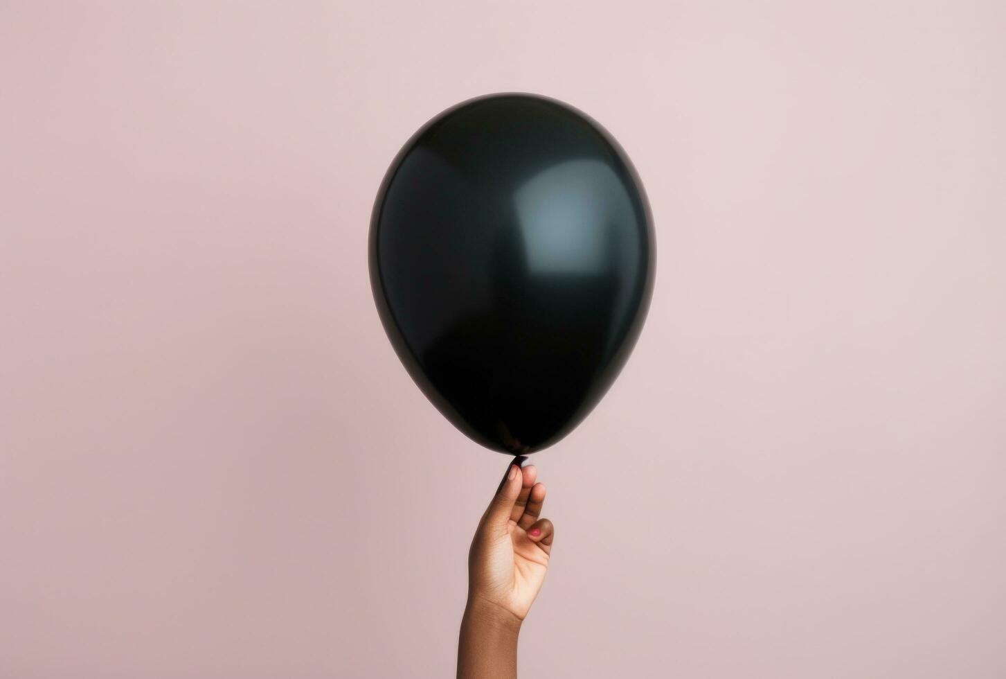 AI generated a person holds out a black balloon, photo