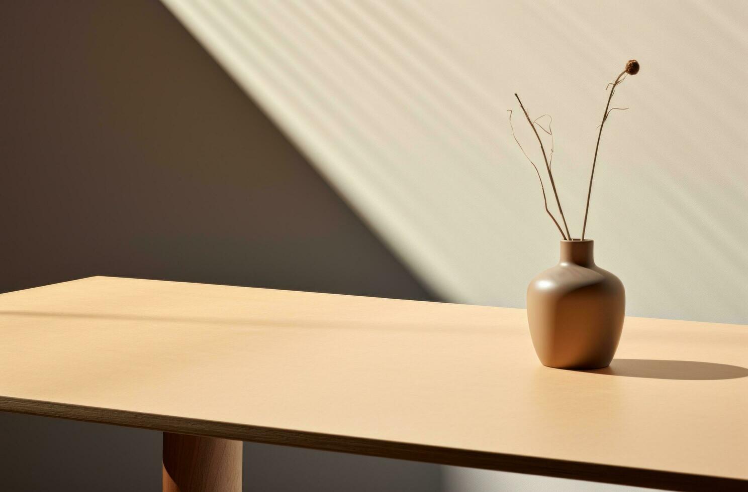 AI generated small vase and a desk with shadow, photo
