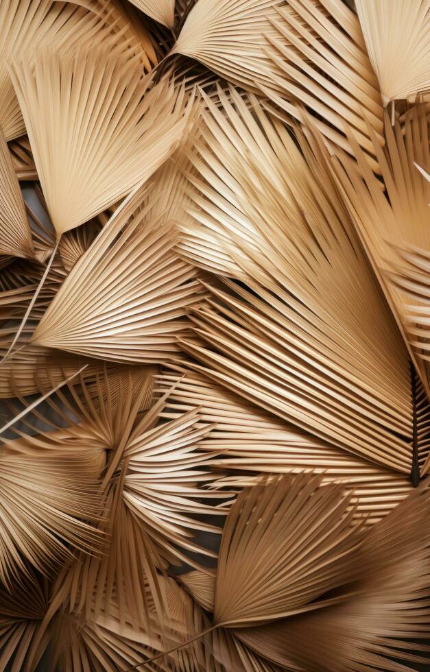 AI generated palm leaves in tan color photo