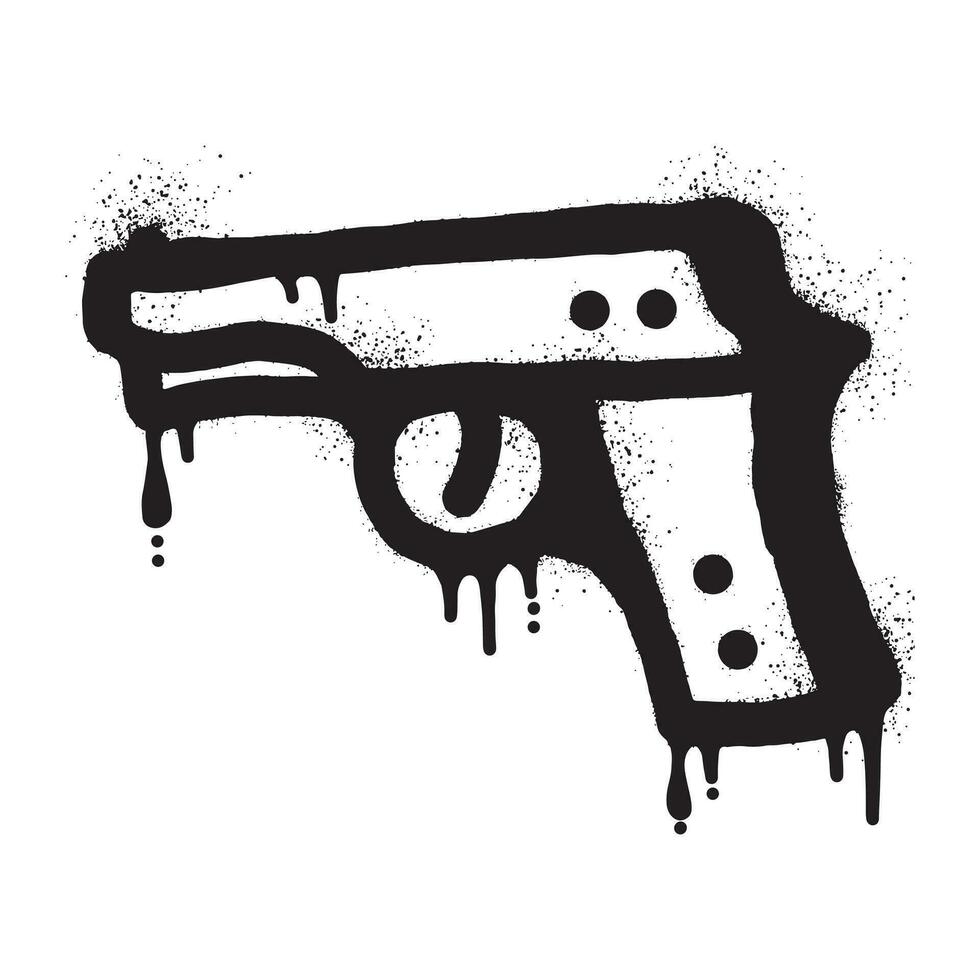 Gun graffiti with black spray paint vector