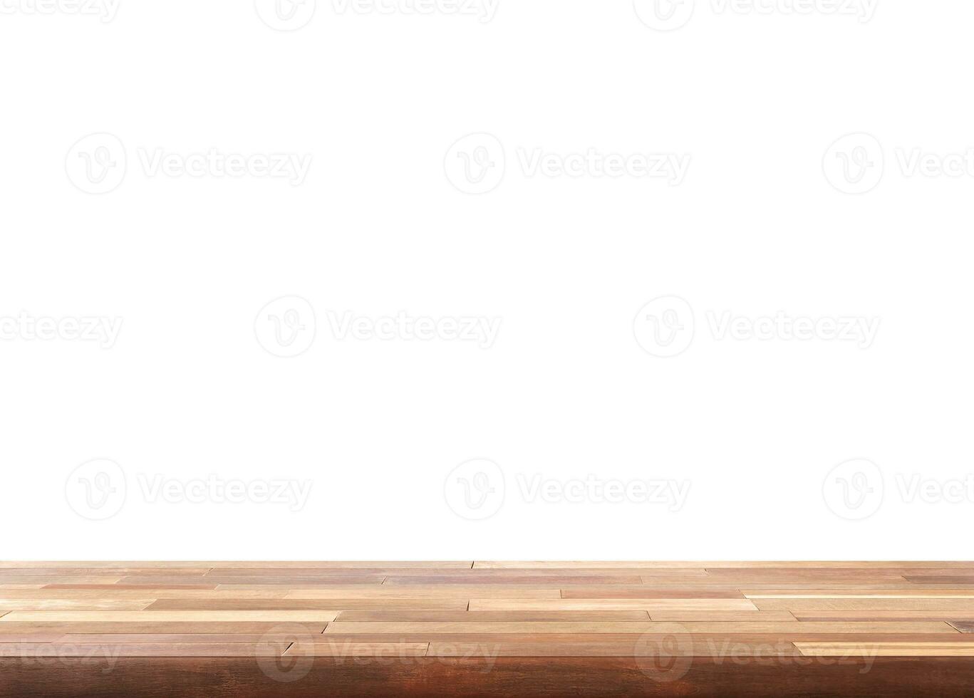 Empty wooden table  front view on a white background photo