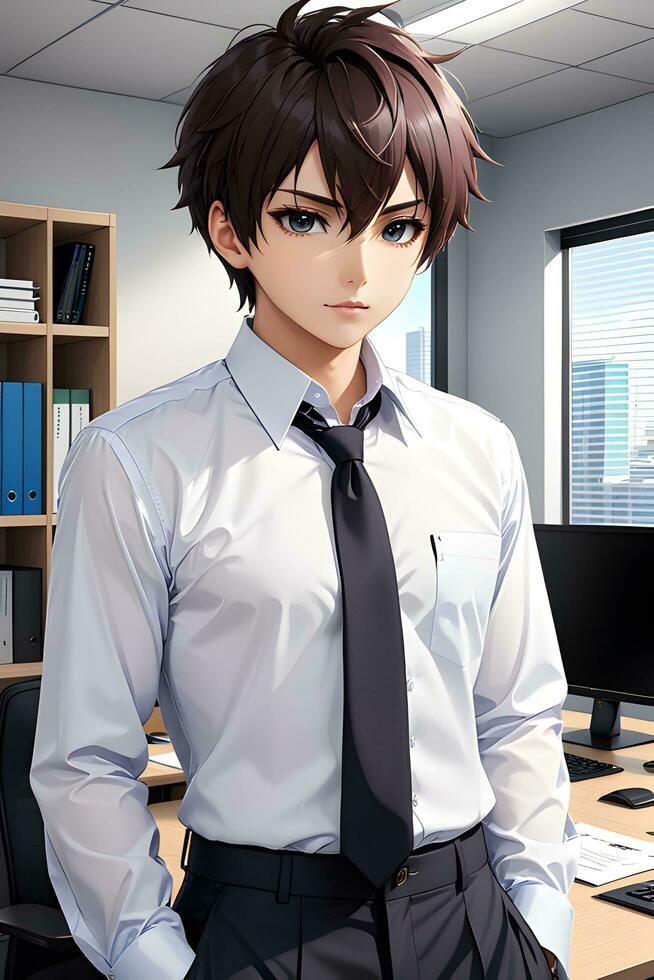 AI generated Male Anime Characters, Anime Boy Illustration Ai Generative photo