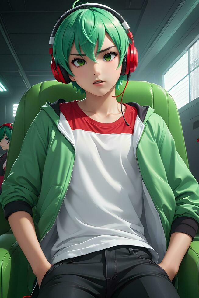 AI generated Male Anime Characters, Anime Boy Illustration Ai Generative photo