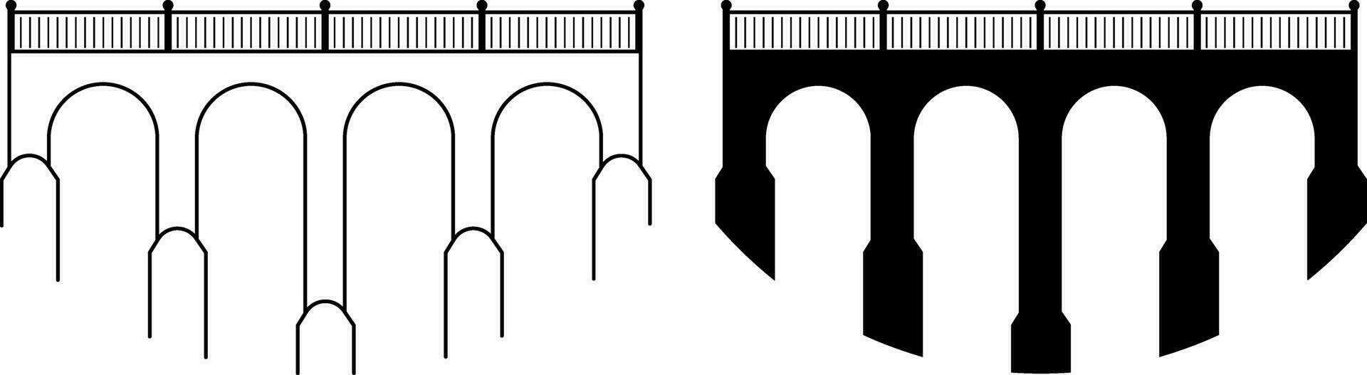 side view viaduct bridge icon vector