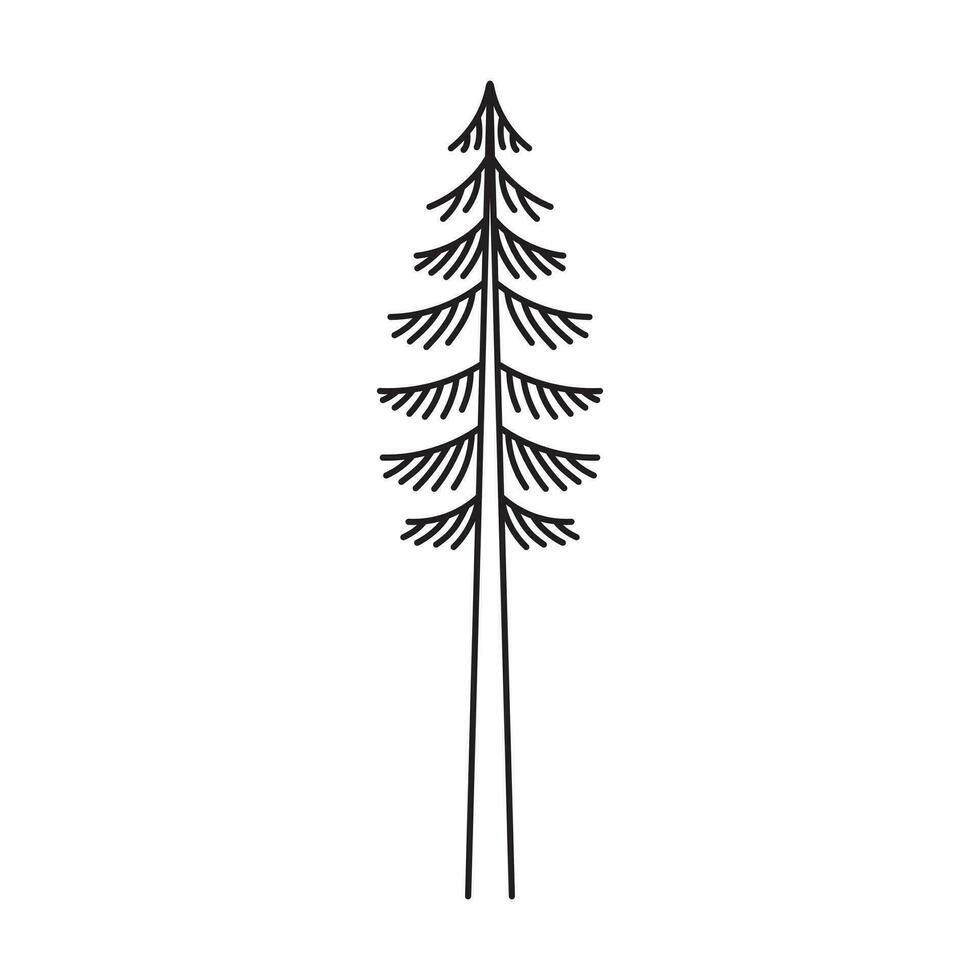 Set of Trees in Monoline Design Template vector