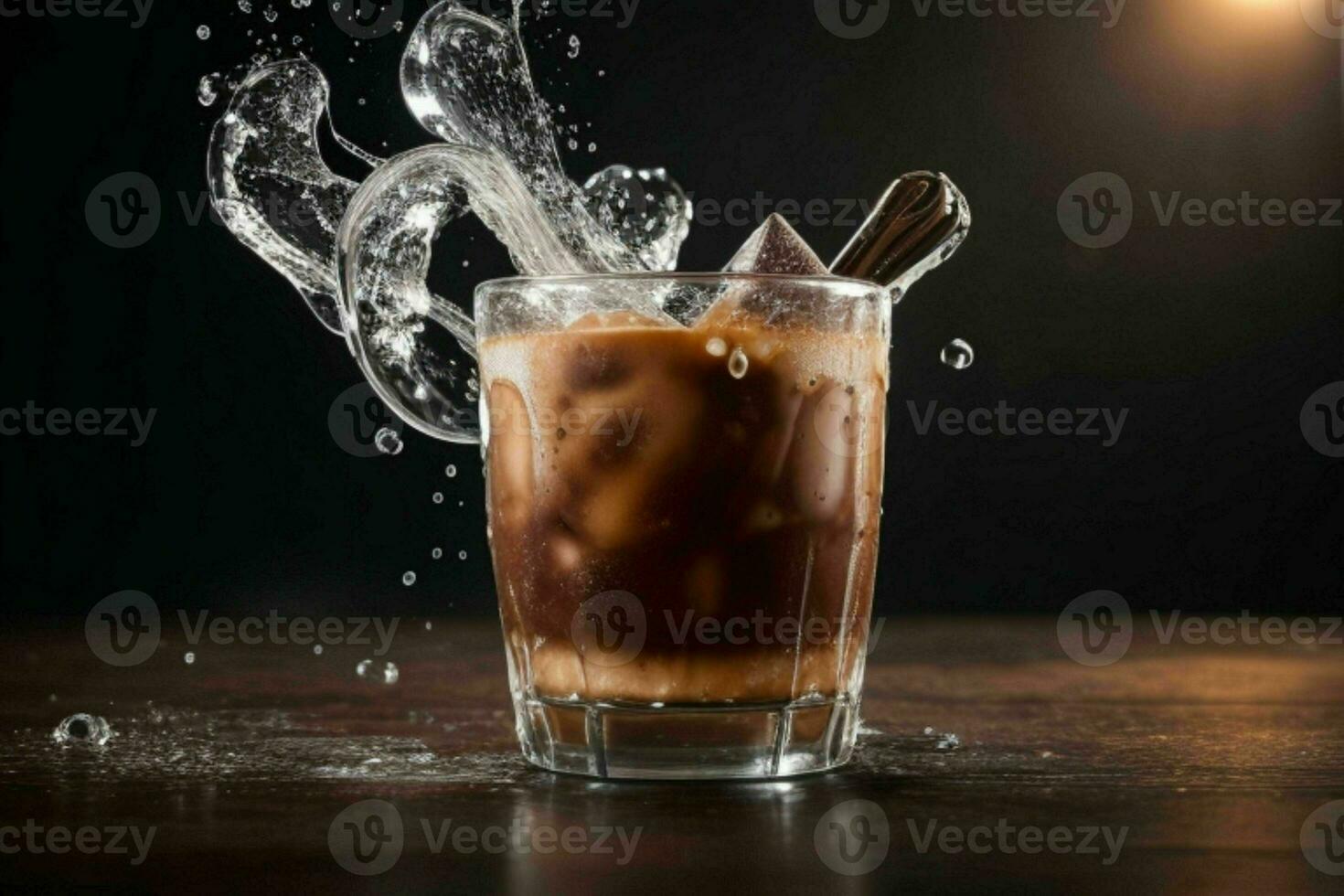 AI generated coffee drink with ice cubes. Pro Photo