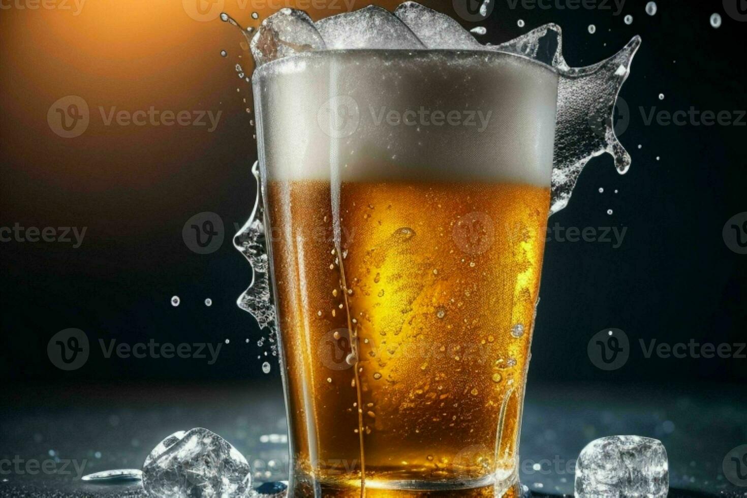 AI generated cold beer. Pro Photo