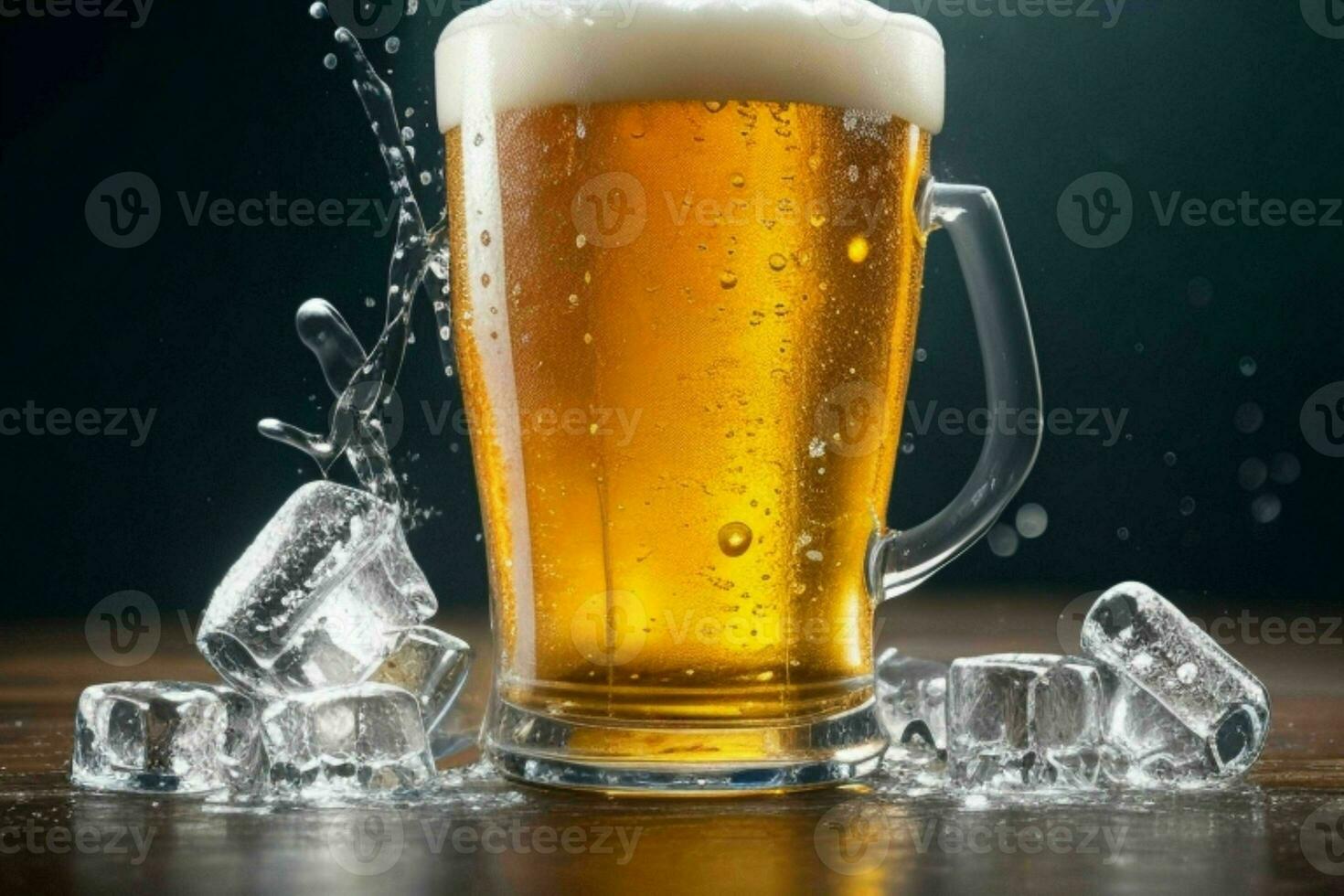 AI generated cold beer. Pro Photo