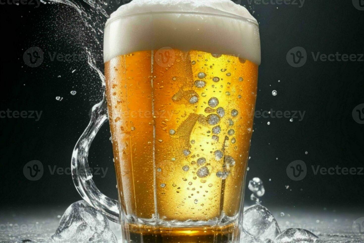 AI generated cold beer. Pro Photo
