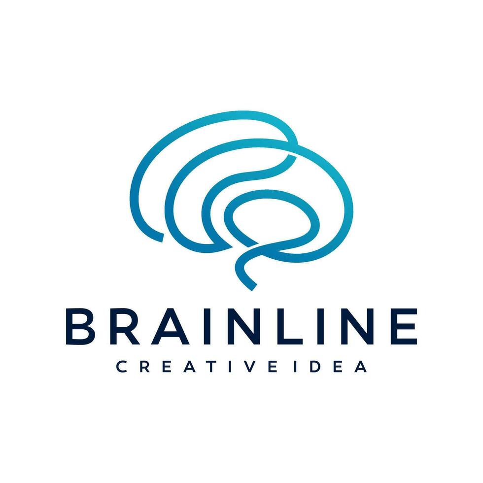 Creative abstract brain line logo vector template