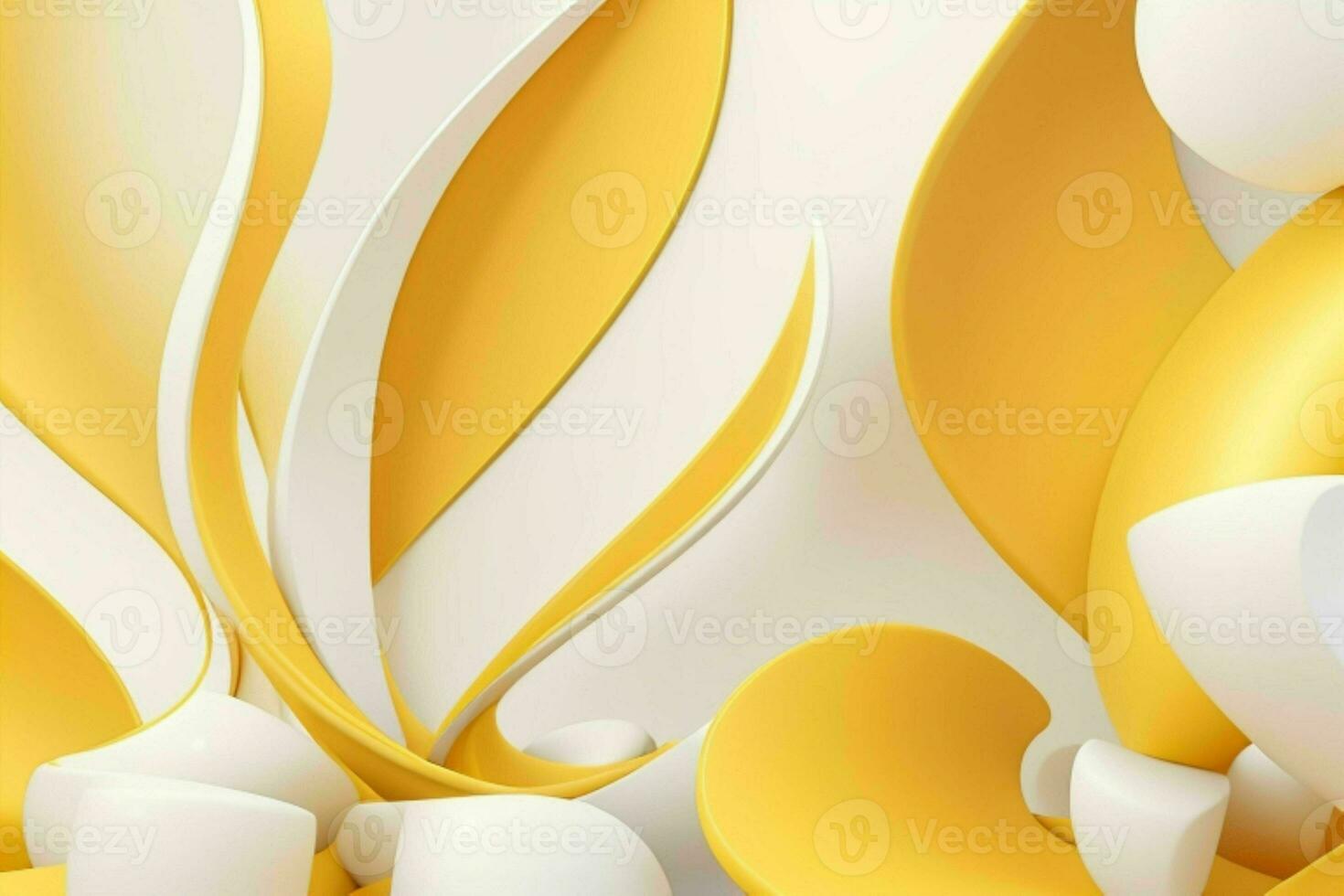 AI generated 3d rendering luxury white and yellow abstract background. Pro Photo