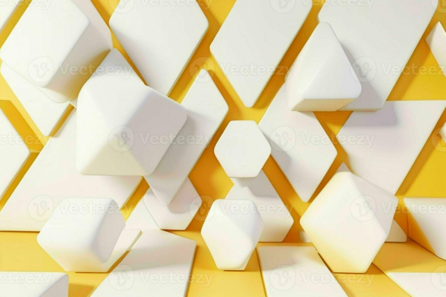 AI generated 3d rendering luxury white and yellow abstract background. Pro Photo