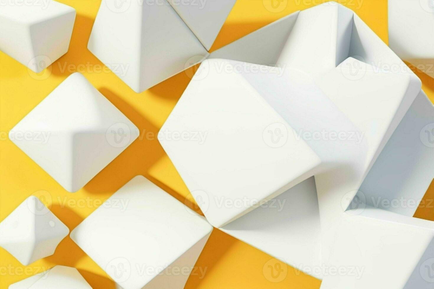 AI generated 3d rendering luxury white and yellow abstract background. Pro Photo