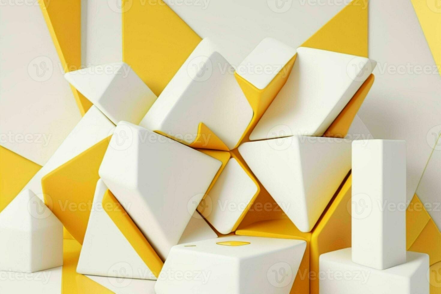 AI generated 3d rendering luxury white and yellow abstract background. Pro Photo