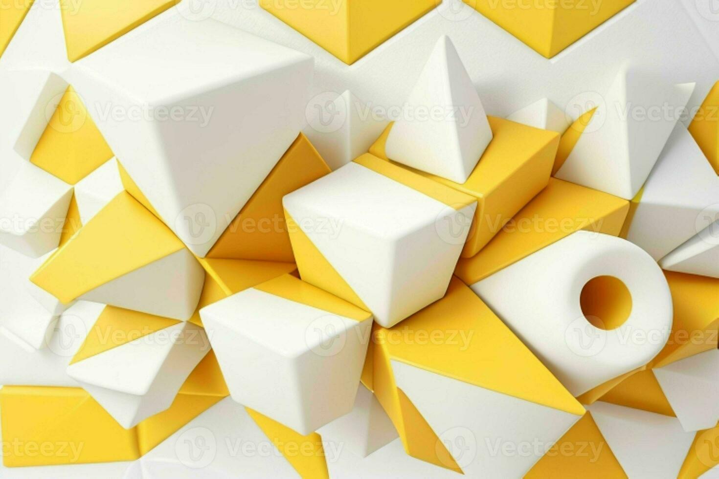 AI generated 3d rendering luxury white and yellow abstract background. Pro Photo