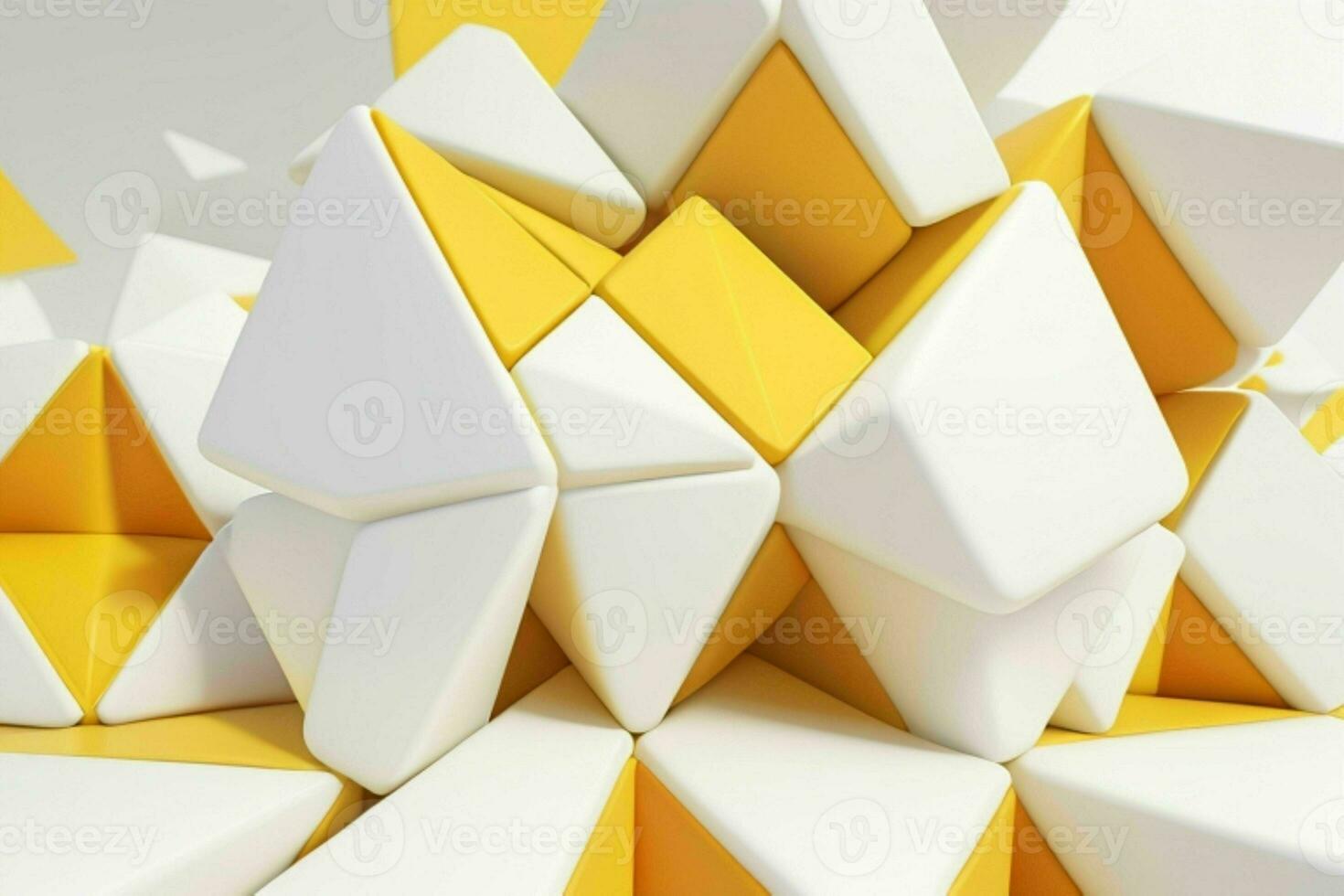 AI generated 3d rendering luxury white and yellow abstract background. Pro Photo