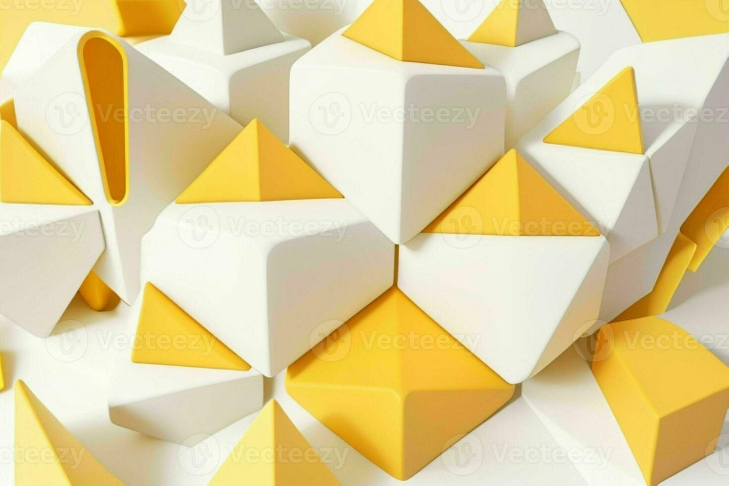 AI generated 3d rendering luxury white and yellow abstract background. Pro Photo