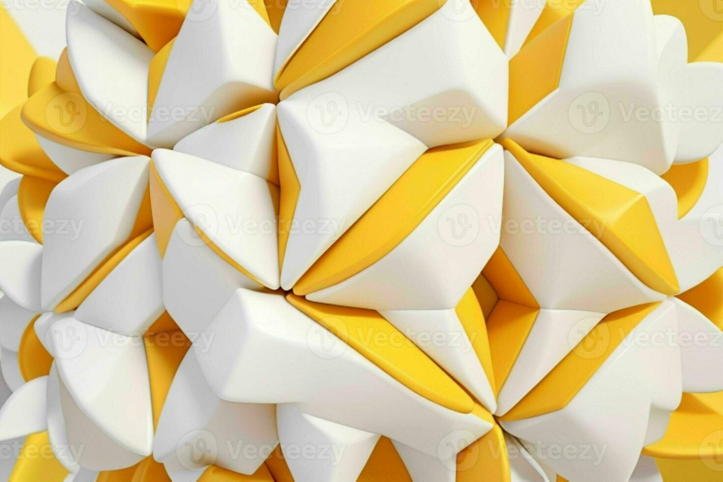 AI generated 3d rendering luxury white and yellow abstract background. Pro Photo