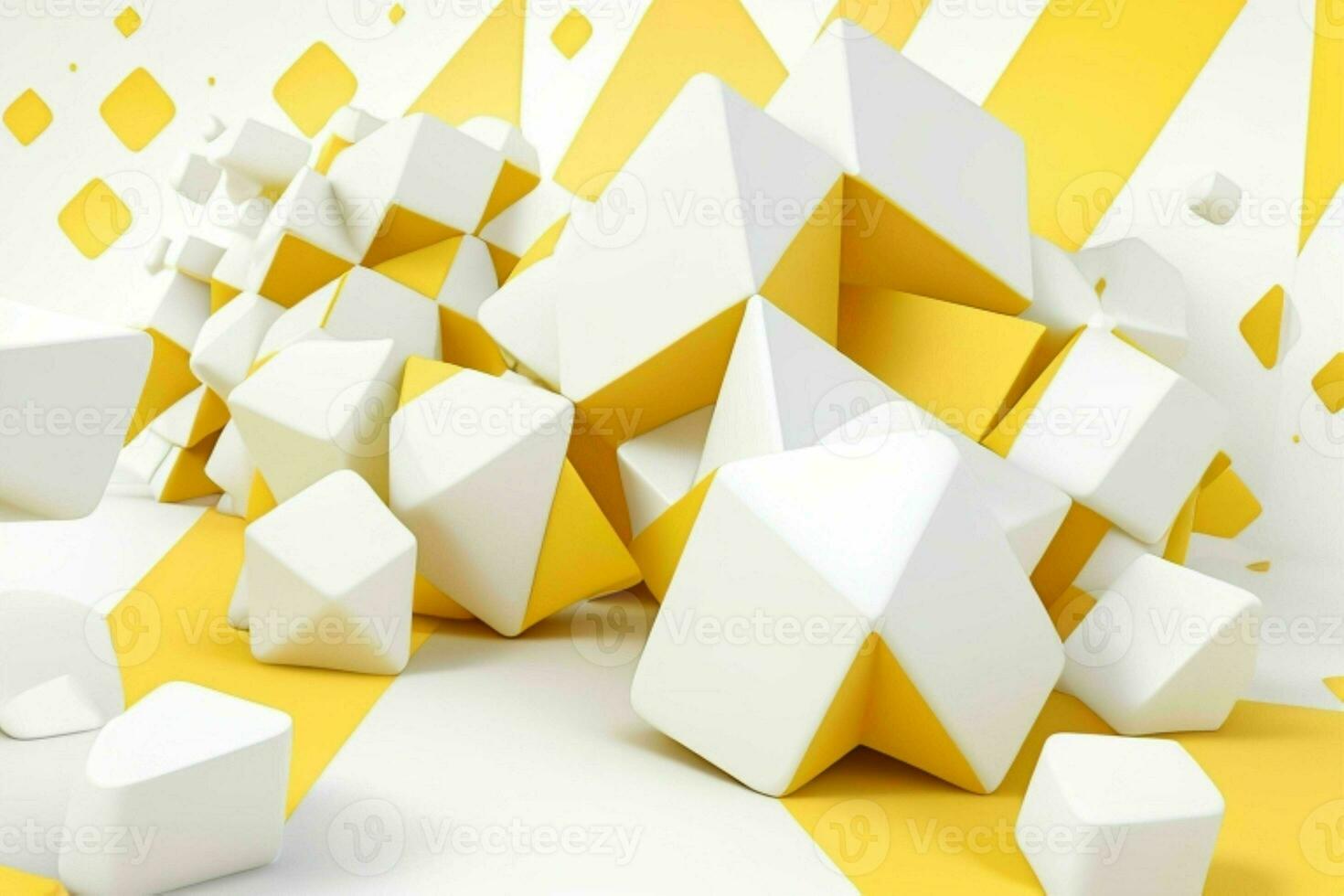 AI generated 3d rendering luxury white and yellow abstract background. Pro Photo