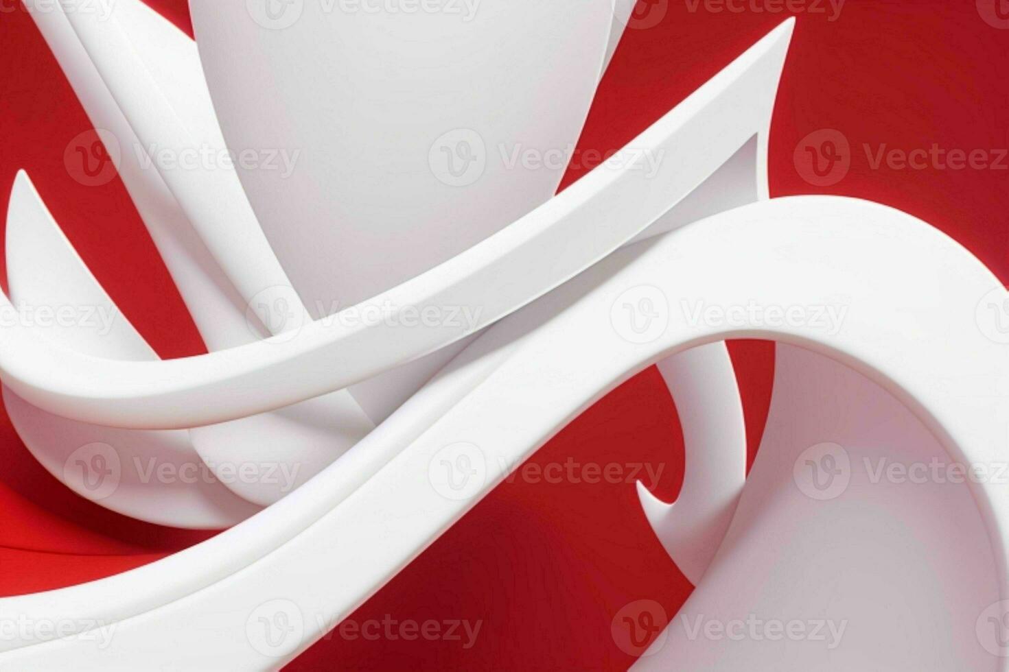 AI generated 3d rendering luxury white and red abstract background. Pro Photo