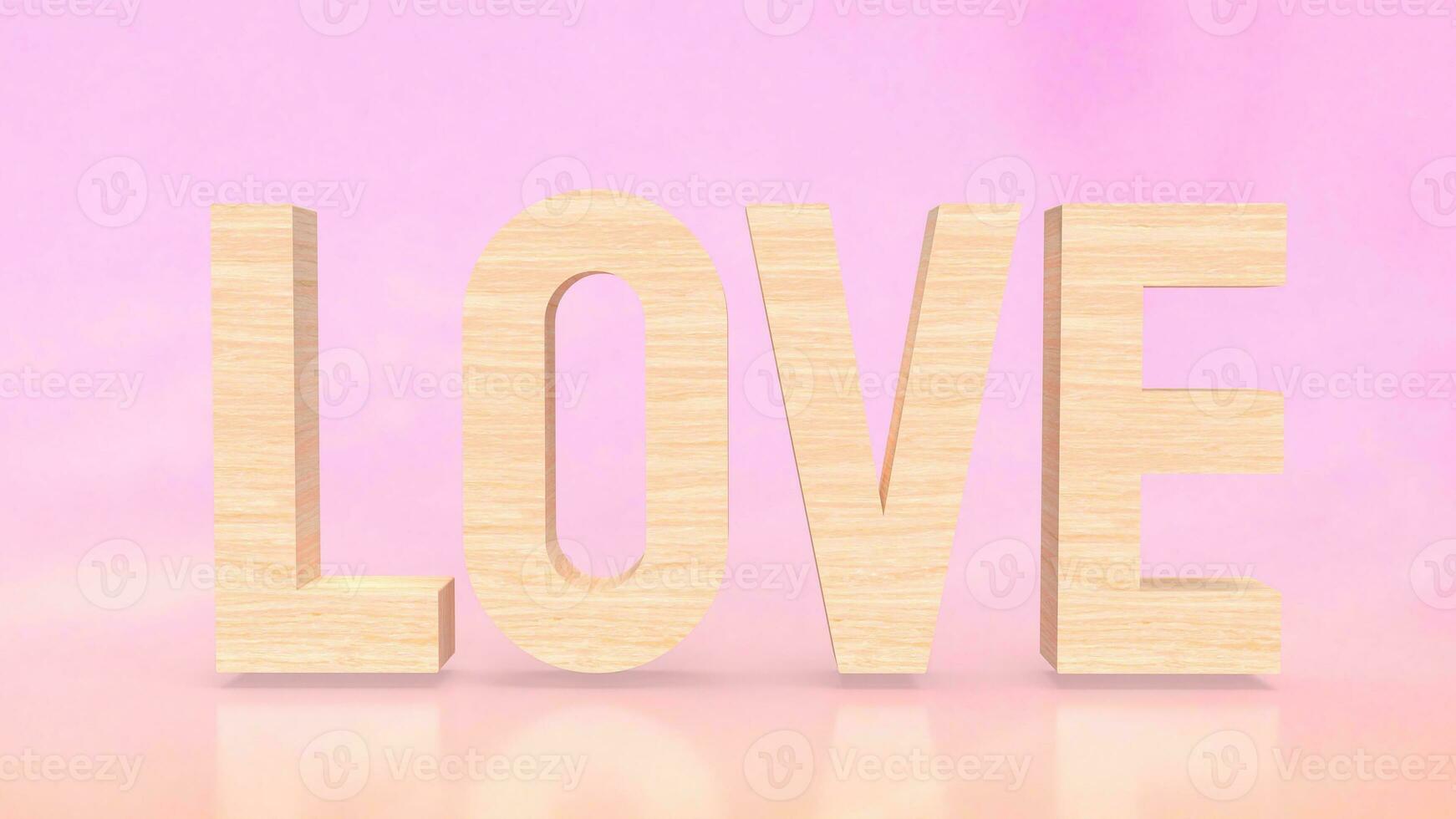 The wood Love on pink background  3d rendering photo