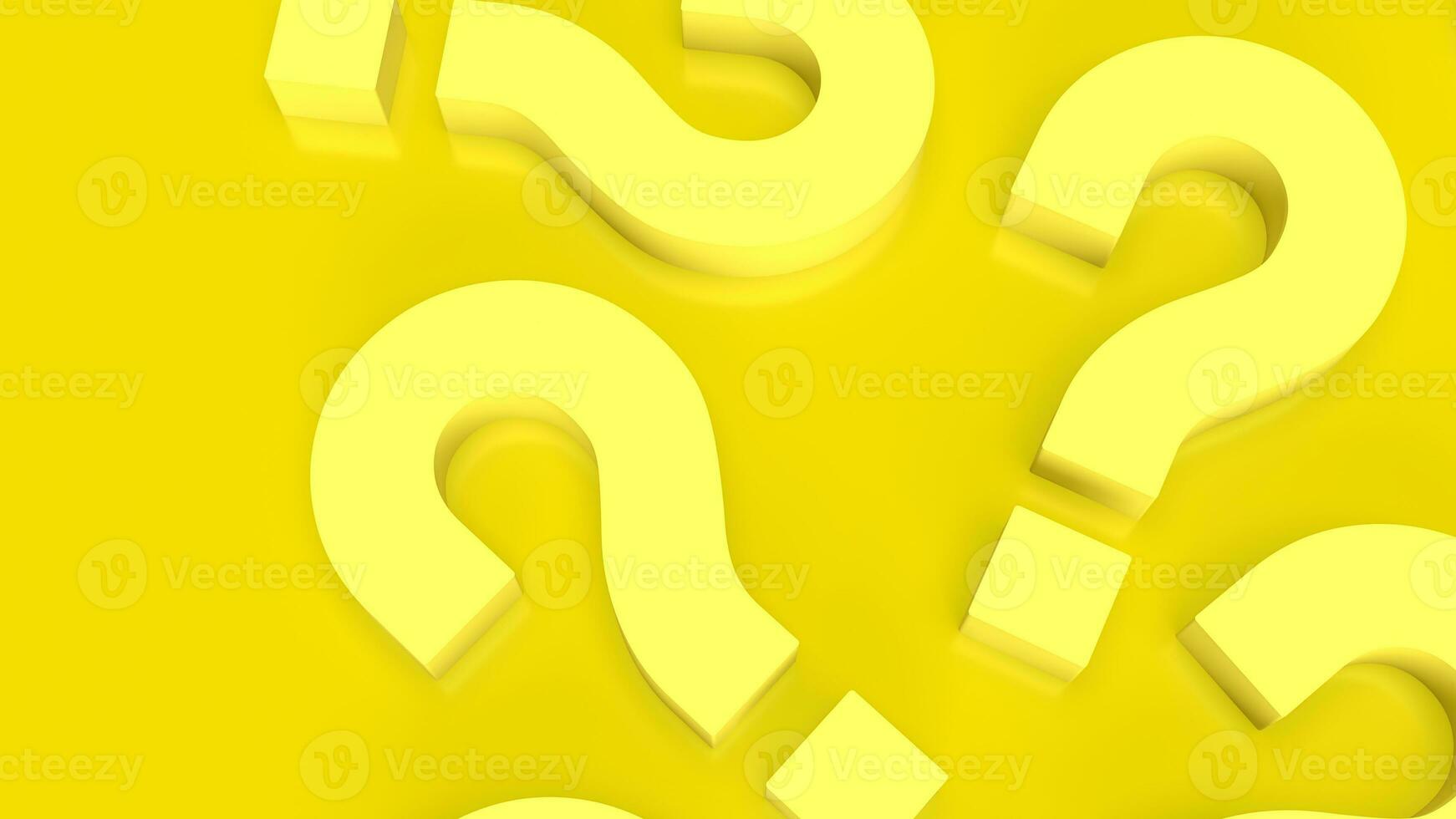 The yellow question mark for abstract background  3d rendering. photo