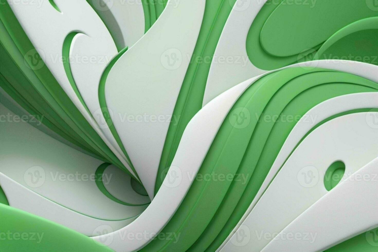 AI generated 3d rendering luxury green and white abstract background. Pro Photo