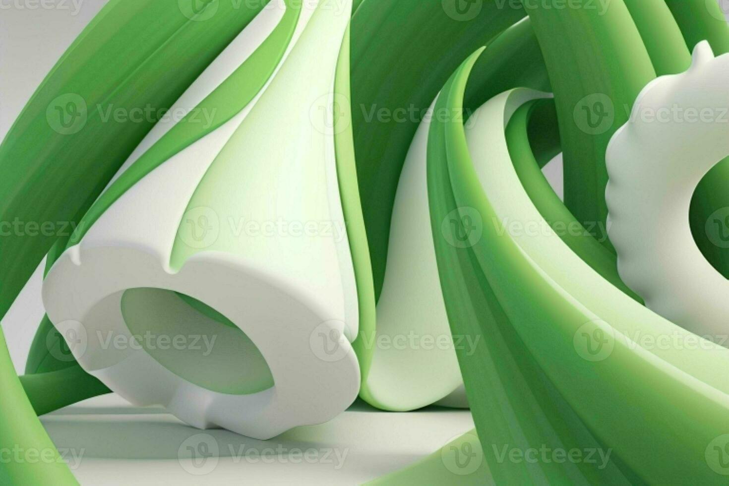 AI generated 3d rendering luxury green and white abstract background. Pro Photo