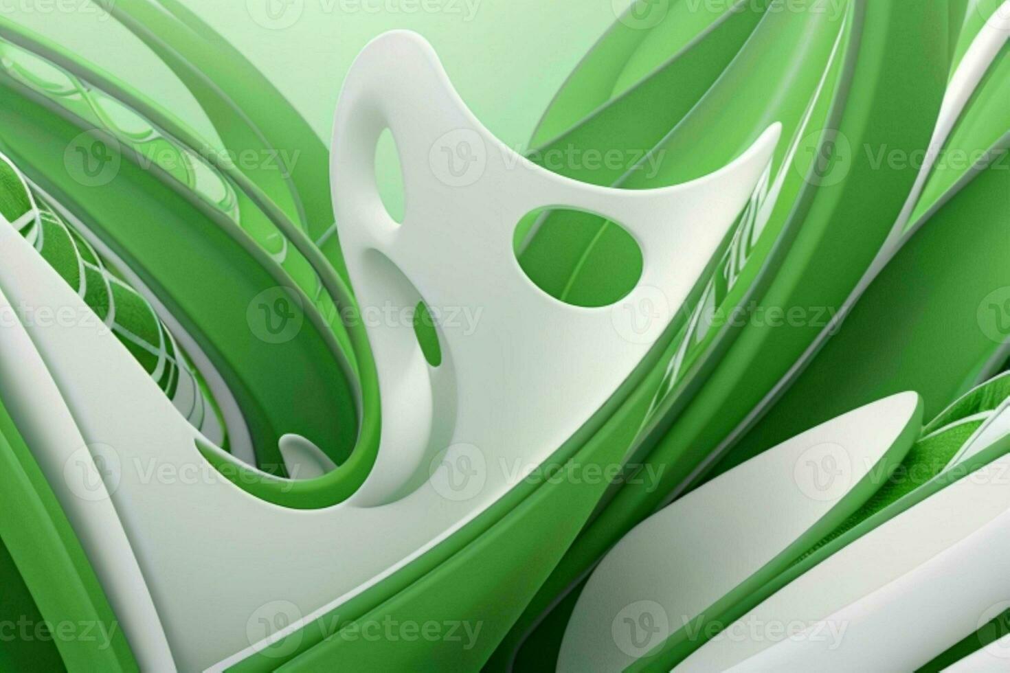 AI generated 3d rendering luxury green and white abstract background. Pro Photo