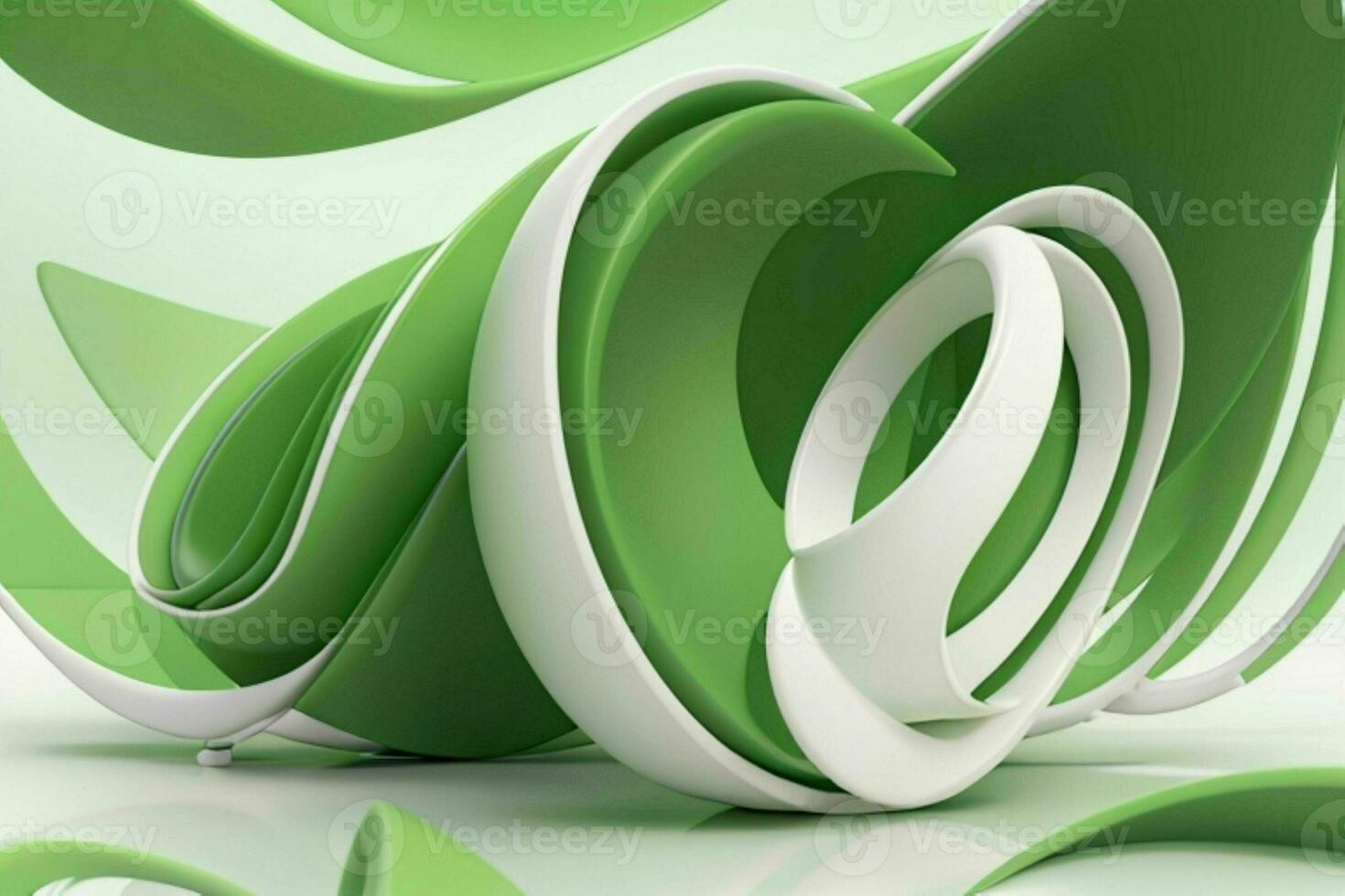 AI generated 3d rendering luxury green and white abstract background. Pro Photo