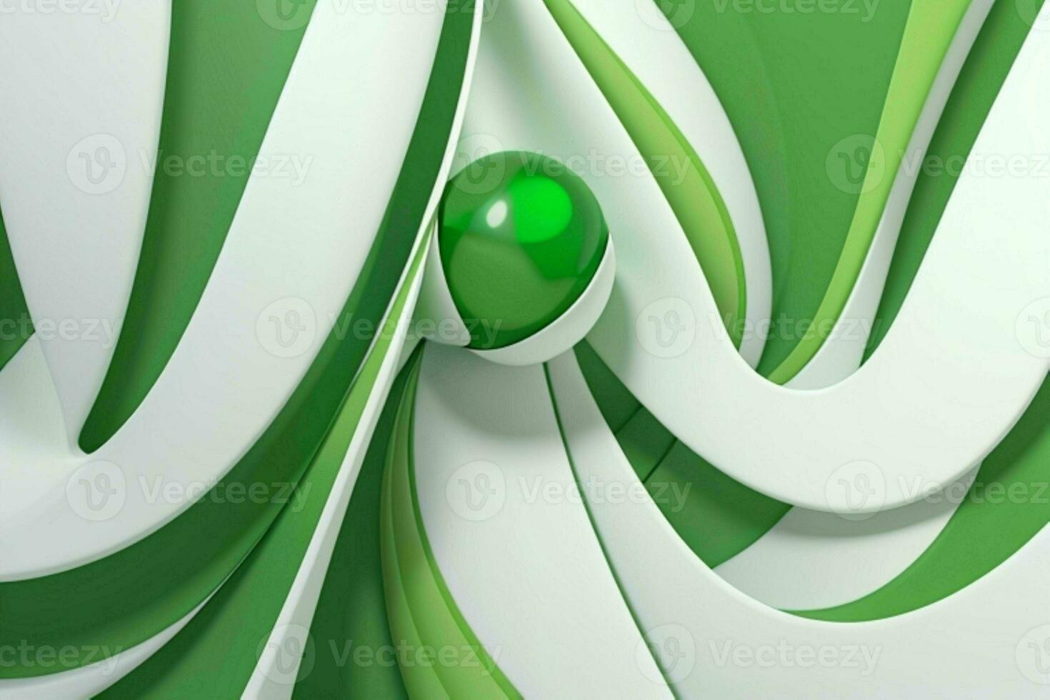 AI generated 3d rendering luxury green and white abstract background. Pro Photo