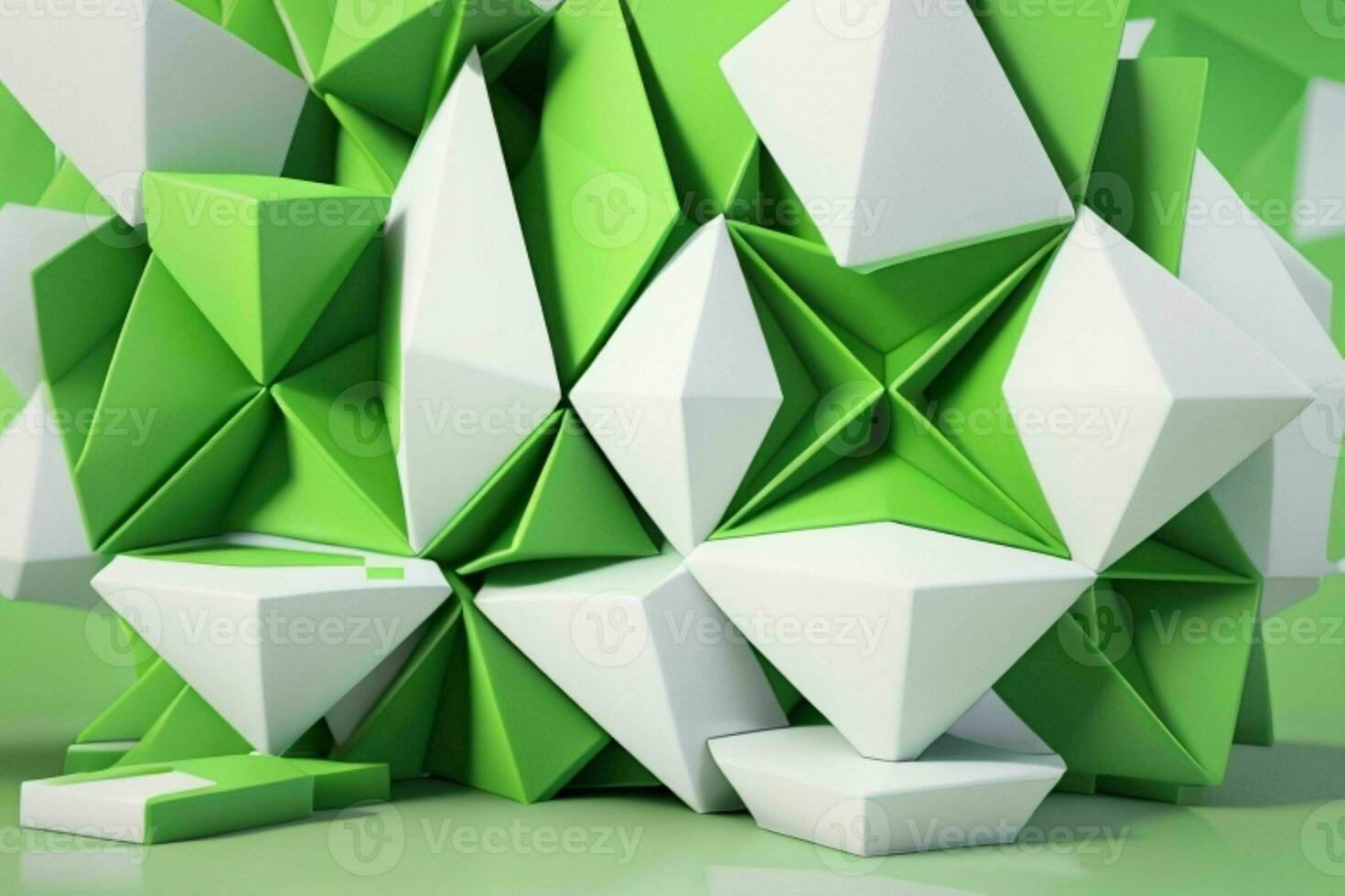 AI generated 3d rendering luxury green and white abstract background. Pro Photo