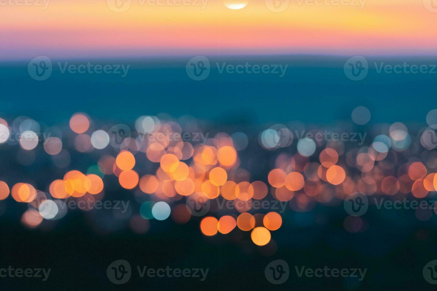 Blurred Bokeh Architectural Urban Backdrop. Background With Urban Defocused Lights photo