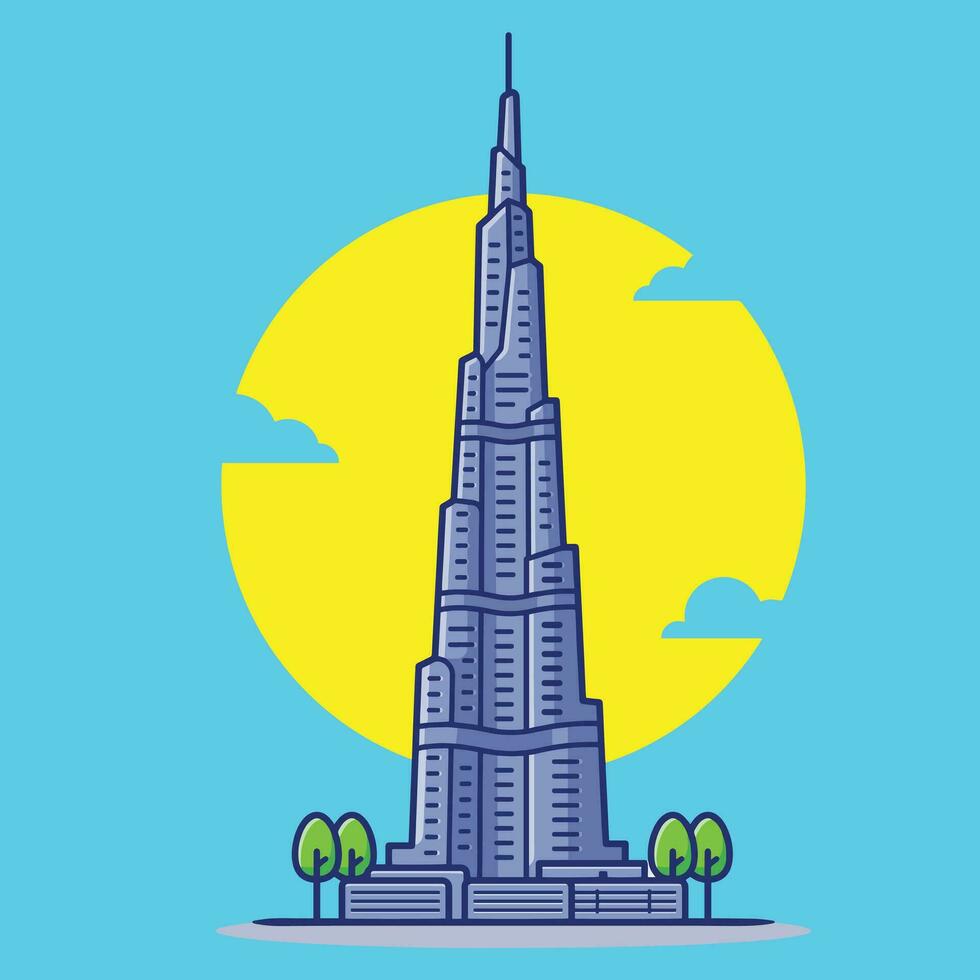 Burj Khalifa Cartoon Vector Illustration