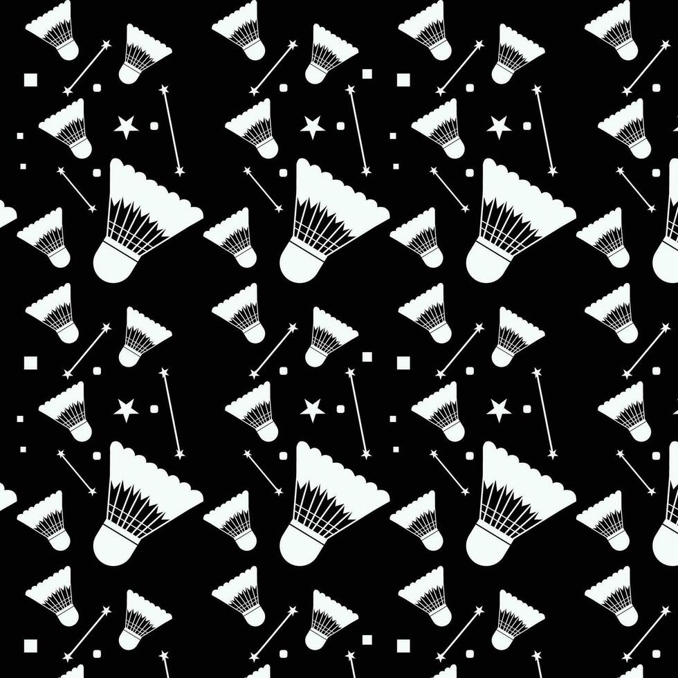 Badminton rackets and feather seamless pattern. Vector illustration