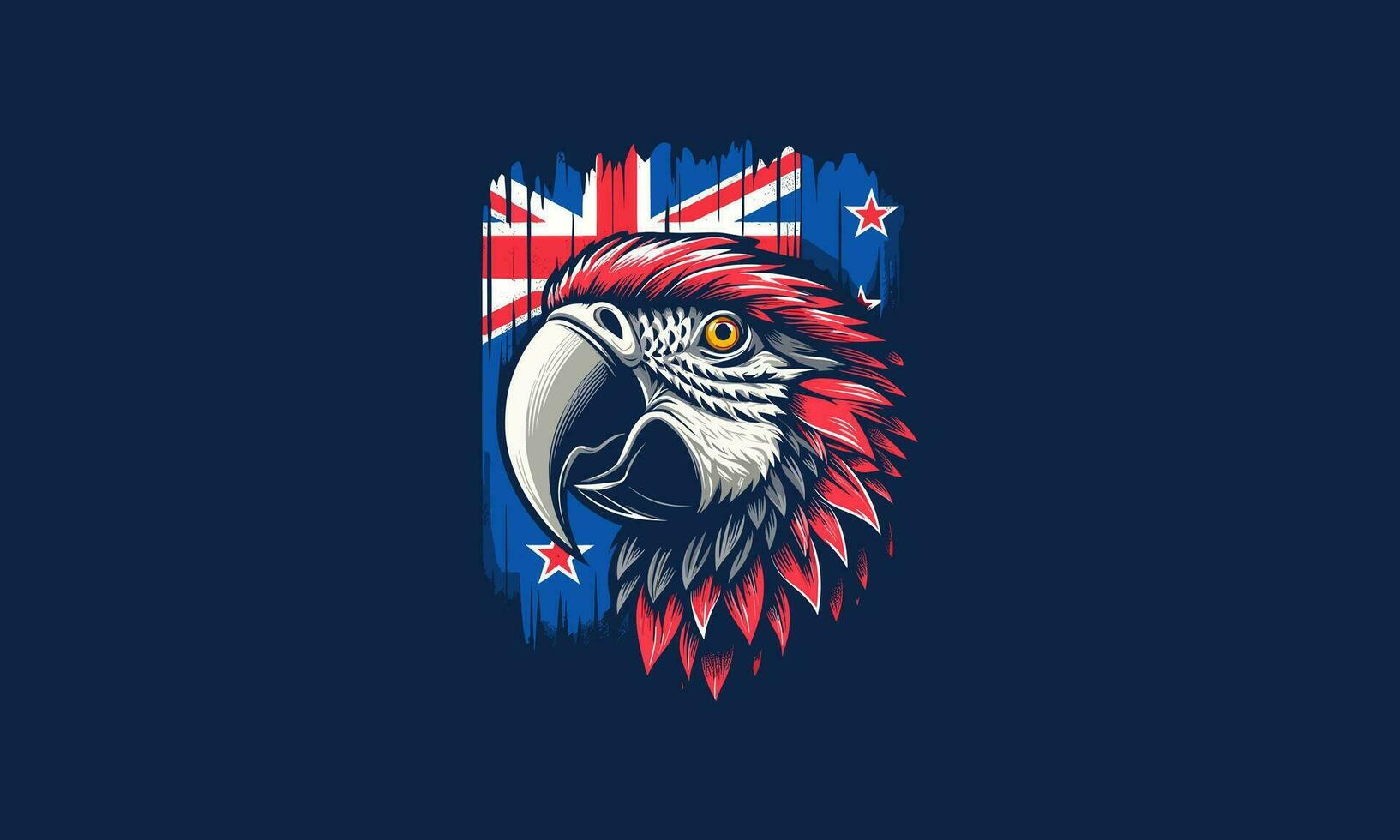head parrot with background australia flag vector artwork design