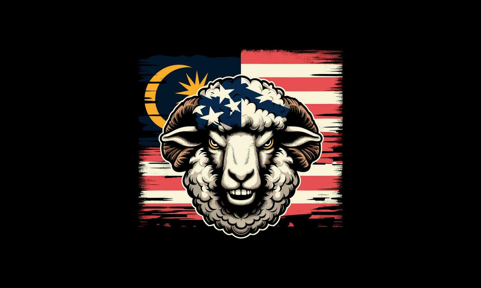 head sheep with flag malaysia vector illustration design
