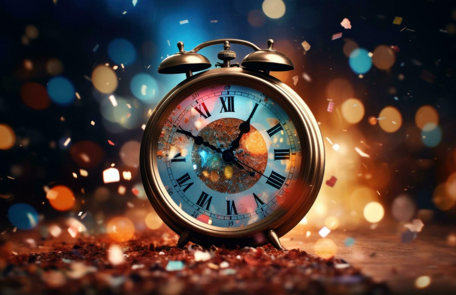 AI generated a christmas background with clock photo