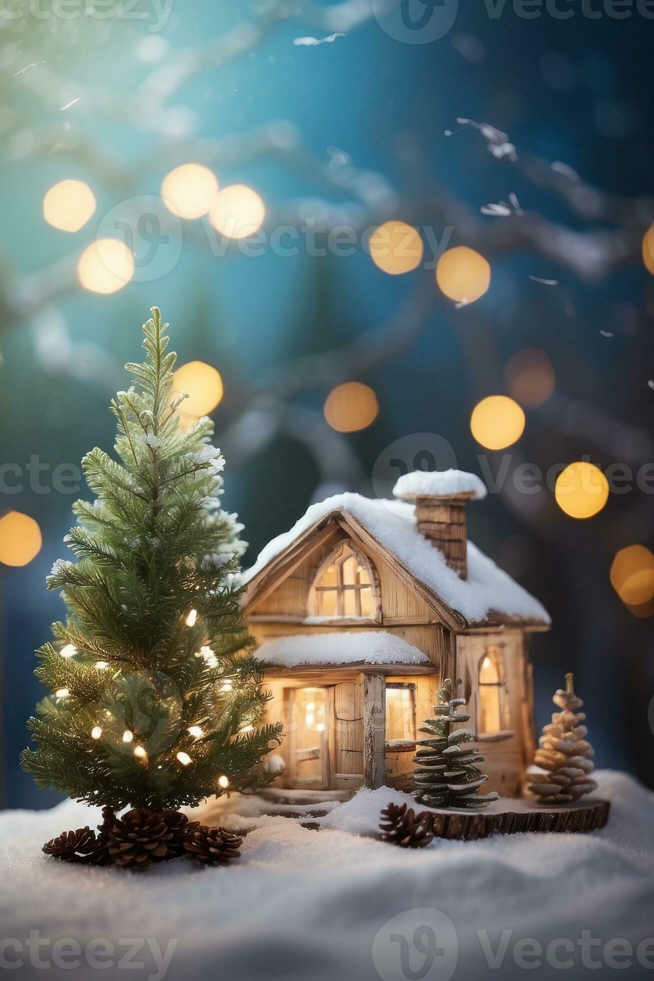 AI generated Festive Holiday Photo Transformation Snow Twigs and Enchanting Bokeh Generative by 