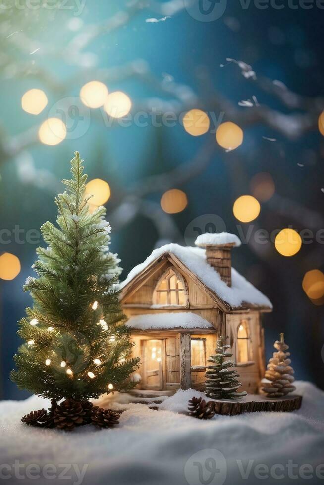 AI generated Festive Holiday Photo Transformation Snow Twigs and Enchanting Bokeh Generative by AI