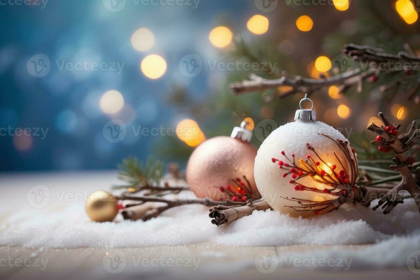 AI generated Festive Holiday Photo Transformation Snow Twigs and Enchanting Bokeh Generative by AI