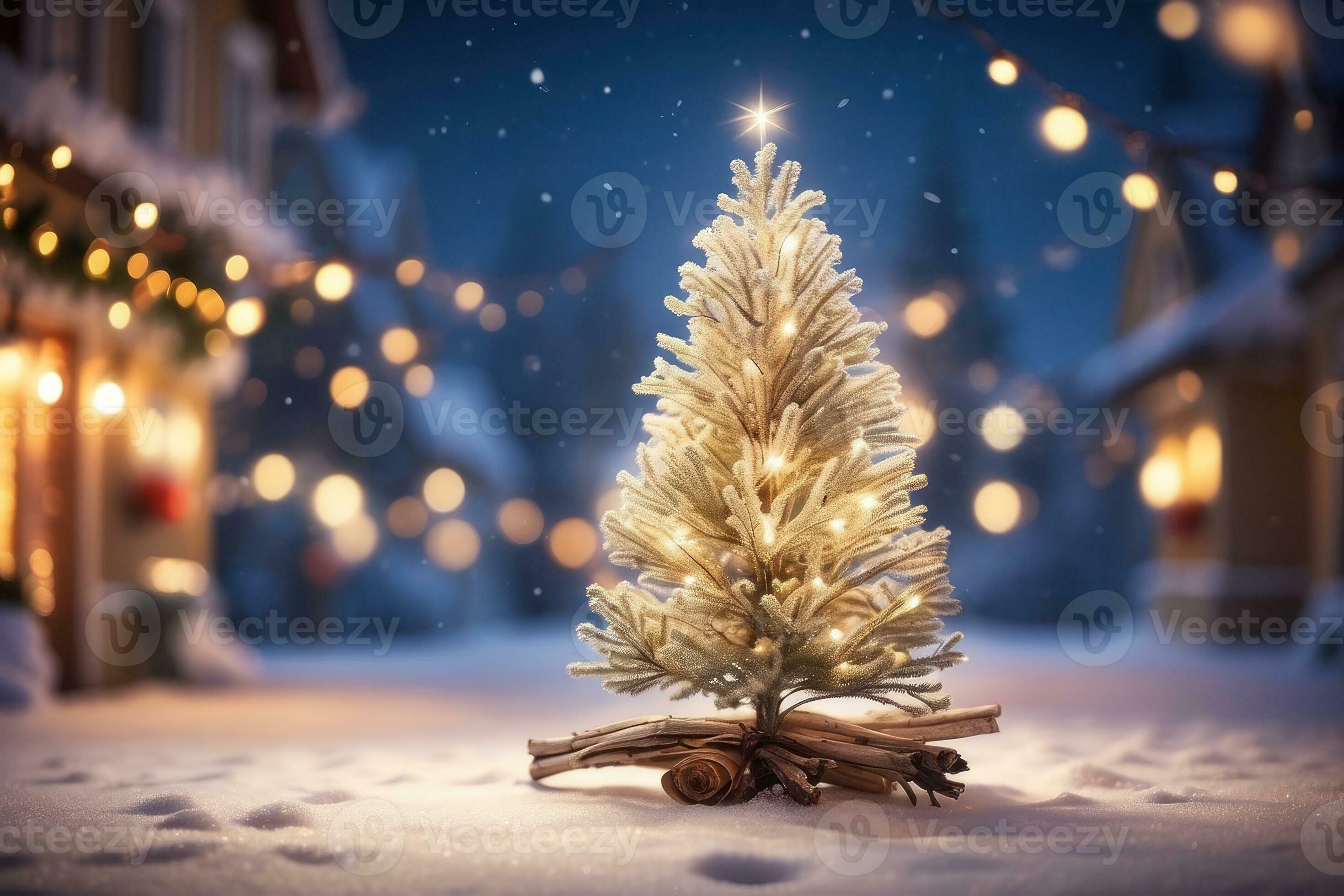 AI generated Festive Holiday Photo Transformation Snow Twigs and Enchanting Bokeh Generative by 