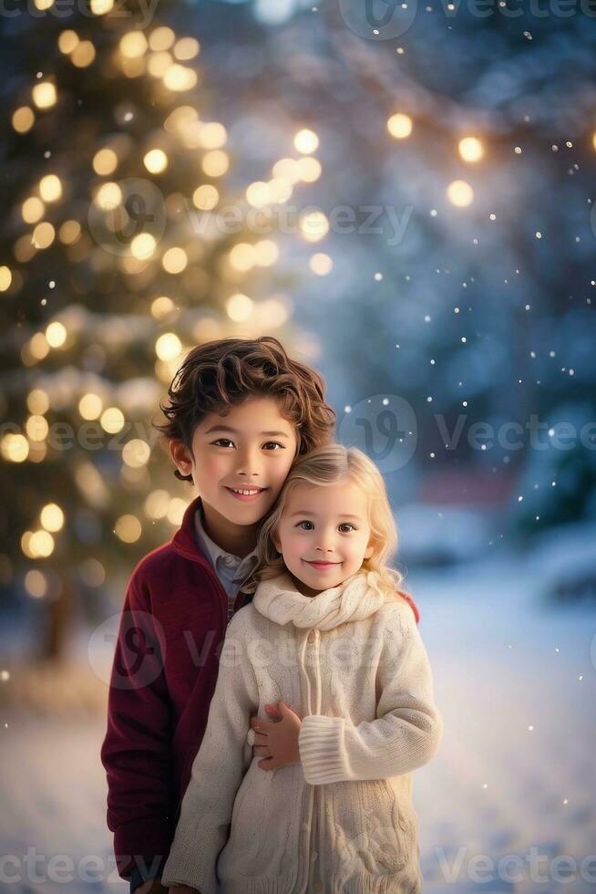 AI generated Festive Holiday Photo Transformation Snow Twigs and Enchanting Bokeh Generative by AI