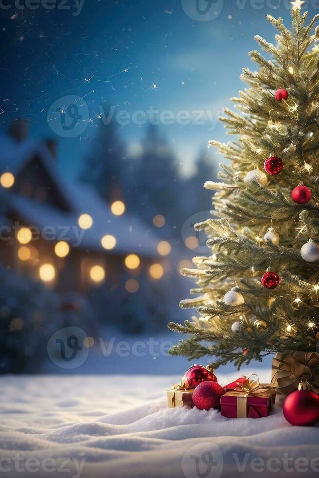 AI generated Festive Holiday Photo Transformation Snow Twigs and Enchanting Bokeh Generative by AI