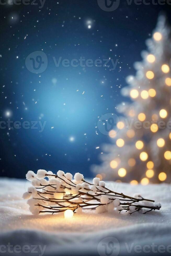 AI generated Festive Holiday Photo Transformation Snow Twigs and Enchanting Bokeh Generative by AI