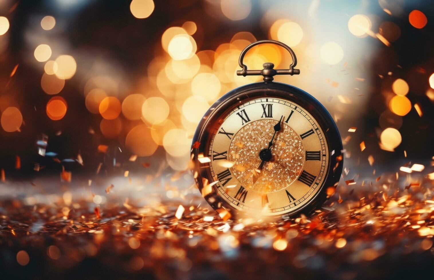 ai generado un Navidad antecedentes con reloj foto