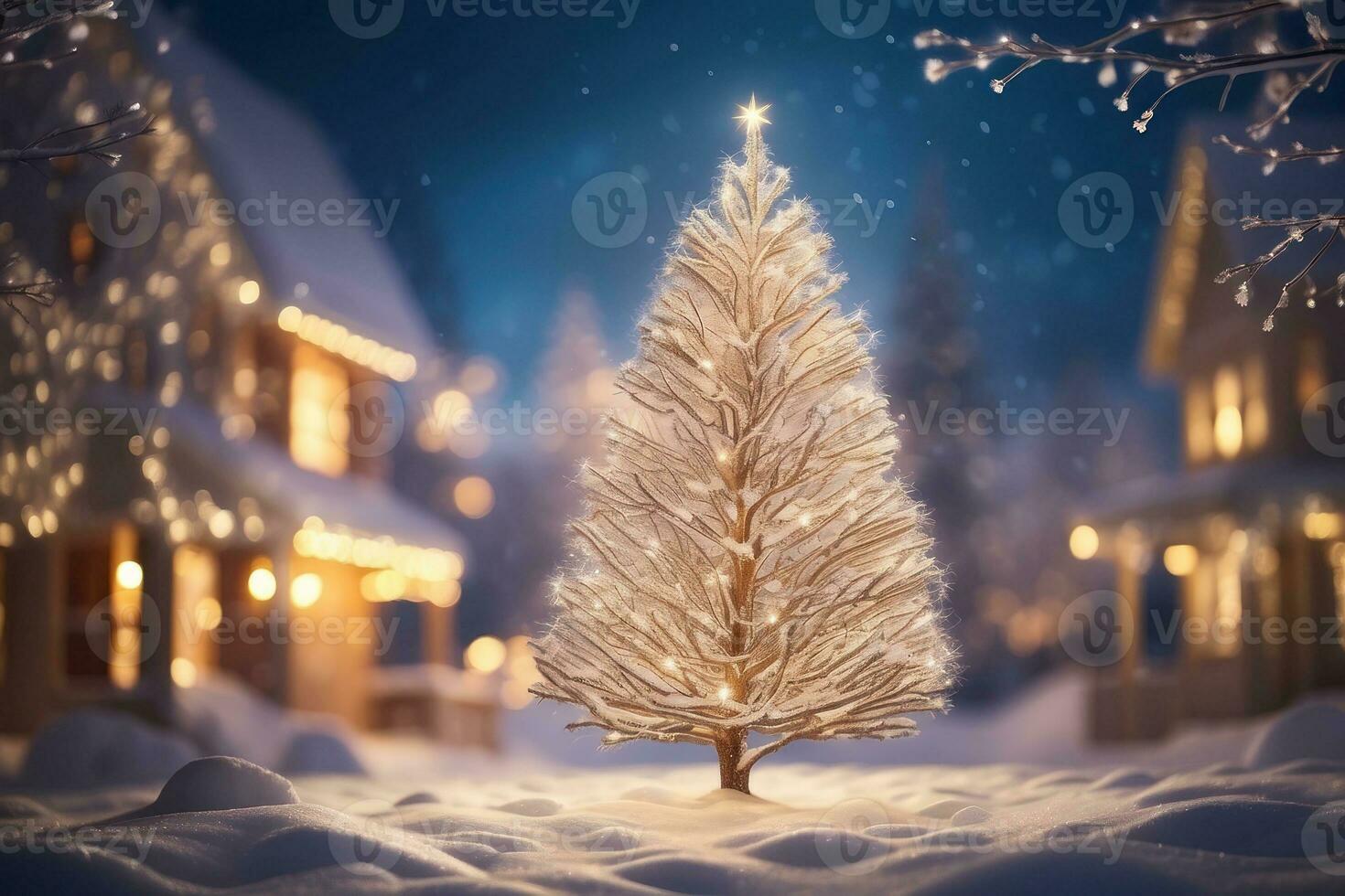 AI generated Festive Holiday Photo Transformation Snow Twigs and Enchanting Bokeh Generative by 